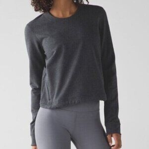 LULULEMON Getaway Crew French Terry Heathered Black Womens Size 4